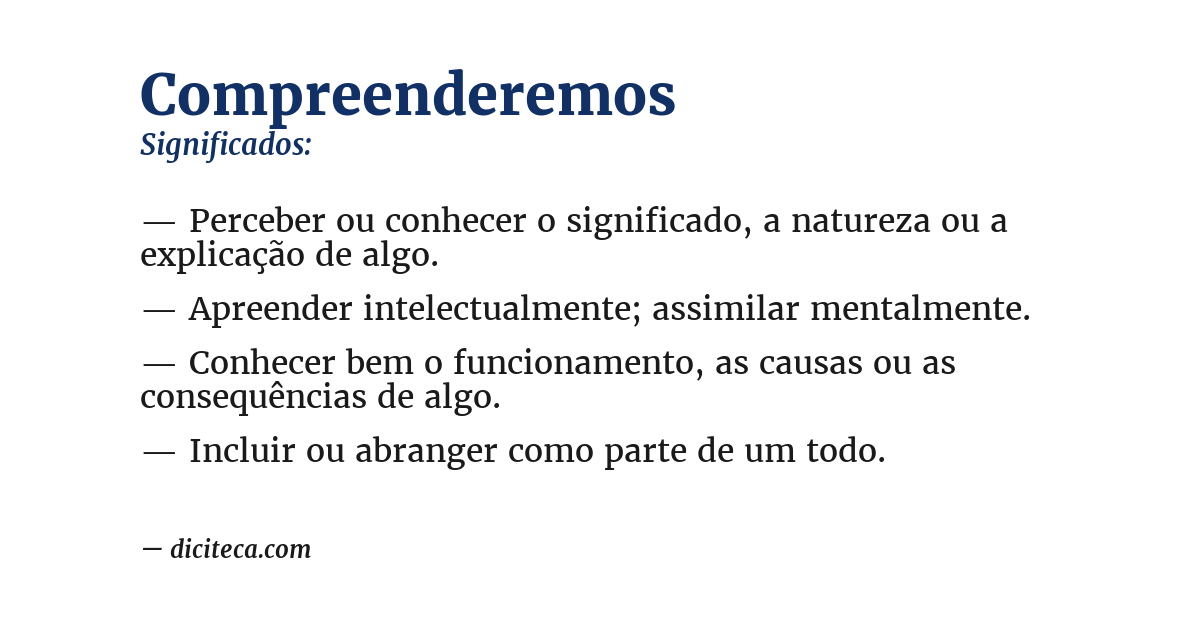 Significado de compreenderemos