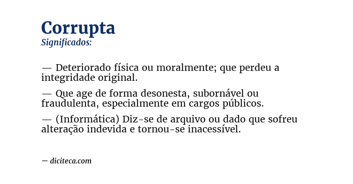 Significado de corrupta