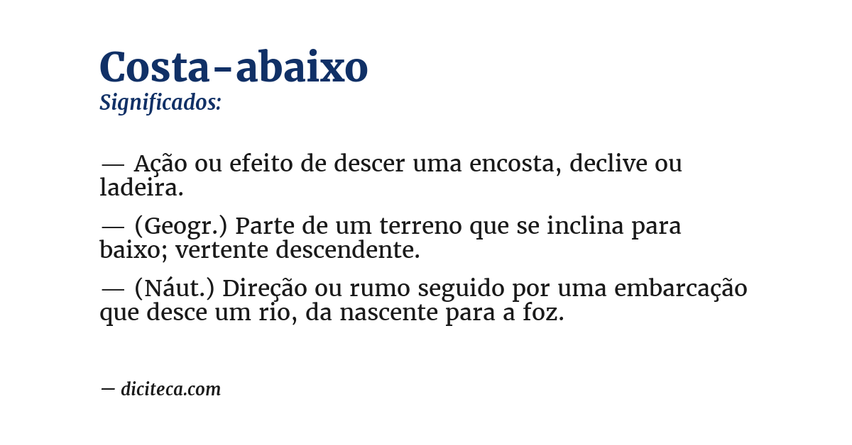 Significado de costa-abaixo