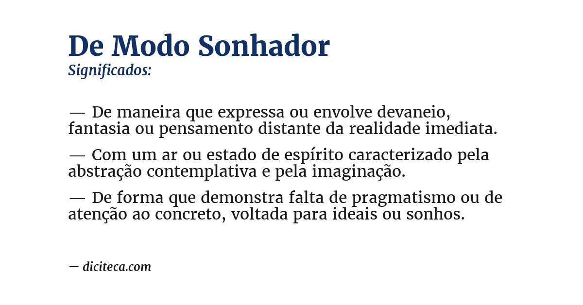 Significado de de modo sonhador