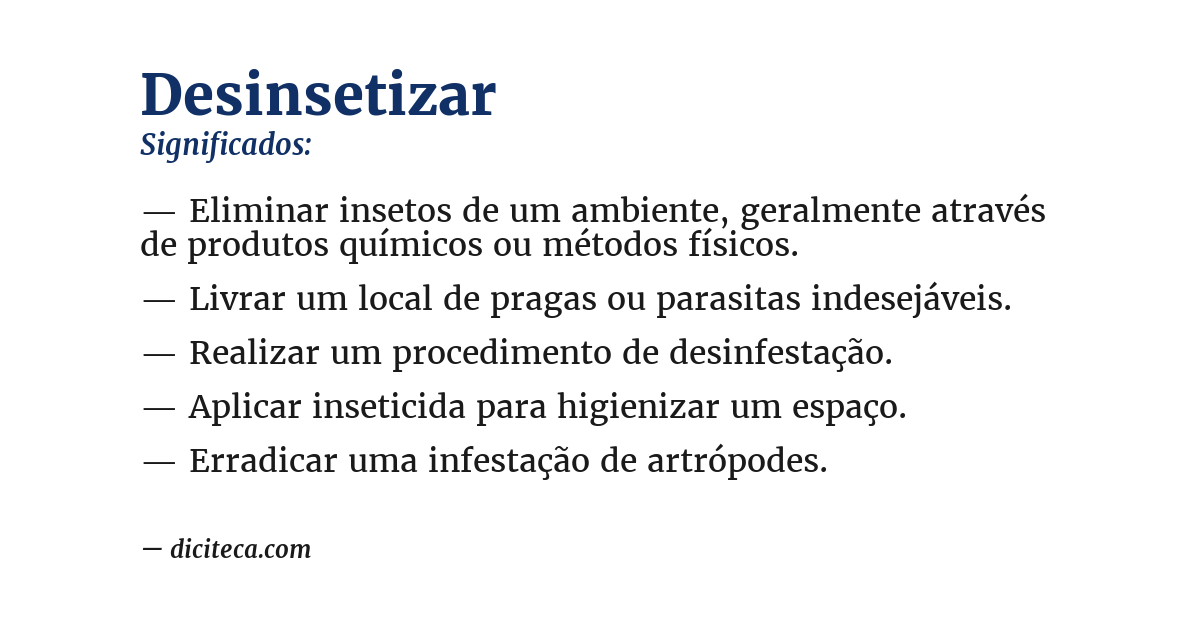 Significado de desinsetizar