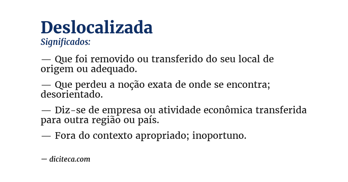 Significado de deslocalizada