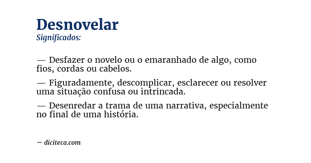 Significado de desnovelar