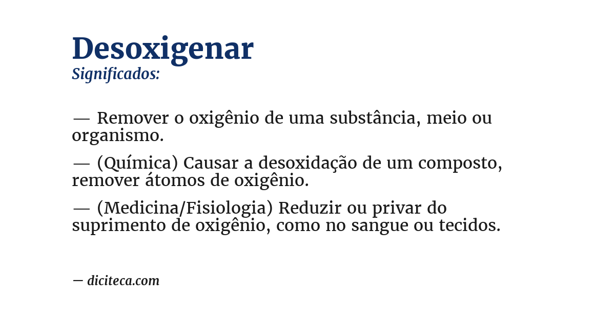 Significado de desoxigenar