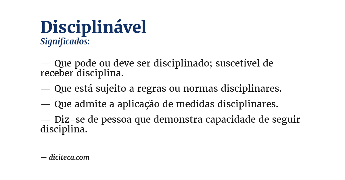 Significado de disciplinável