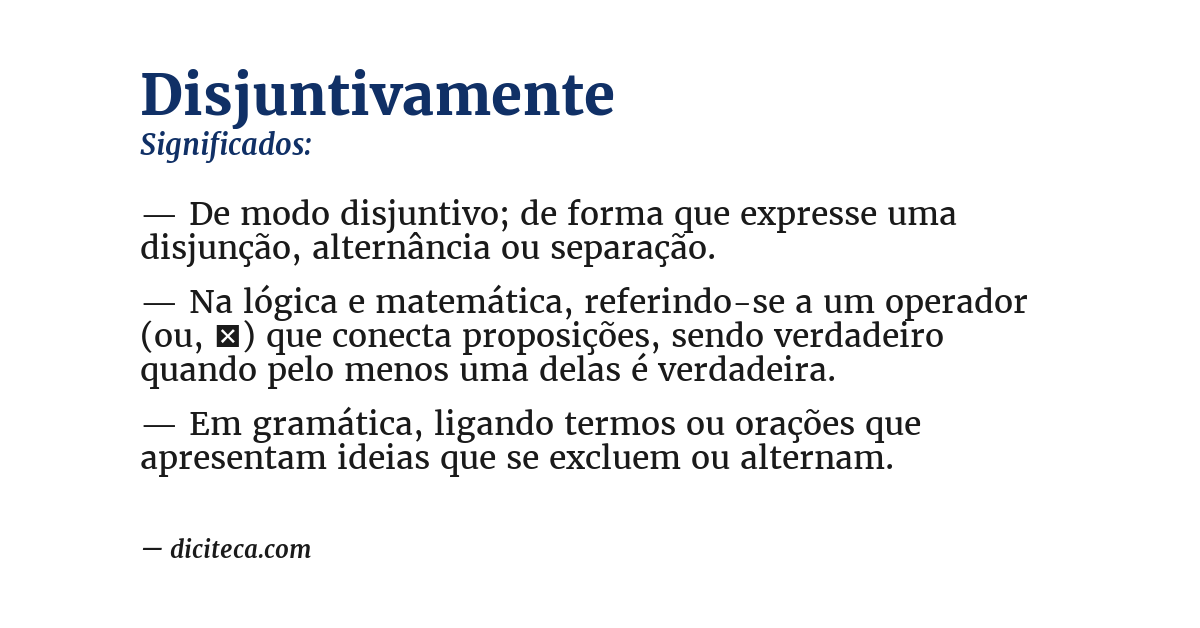 Significado de disjuntivamente
