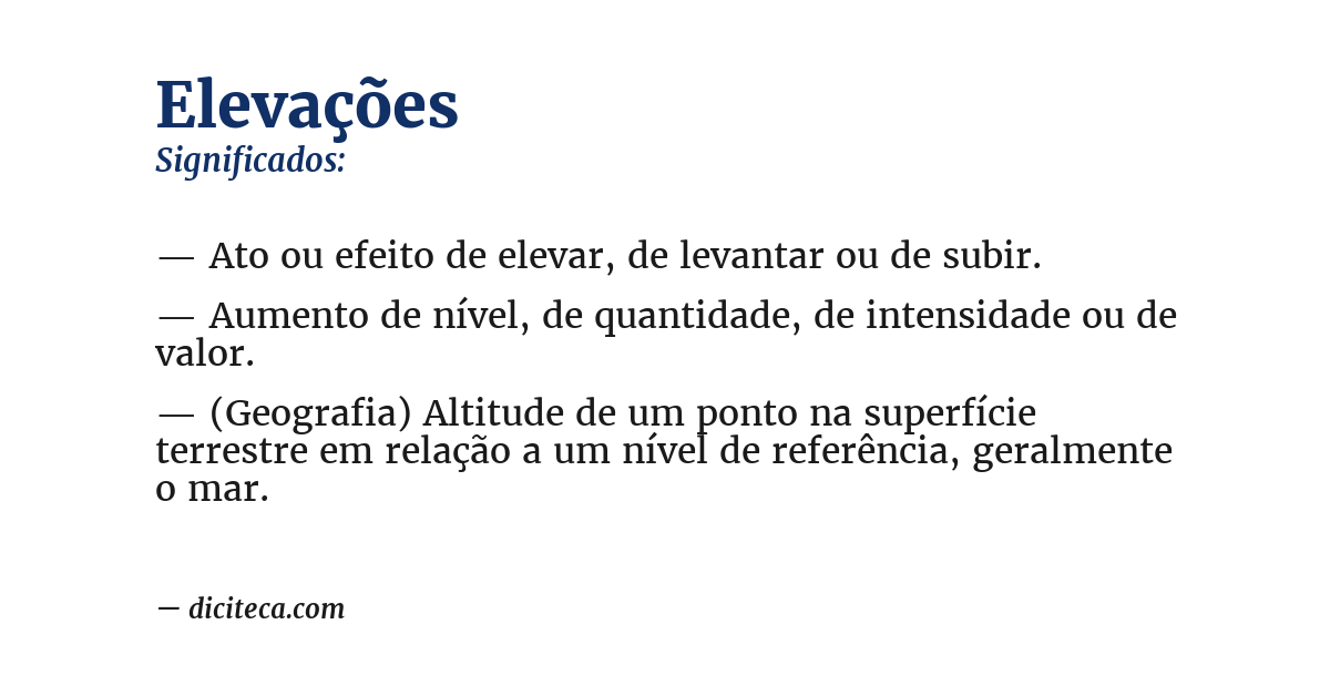 Significado de elevações