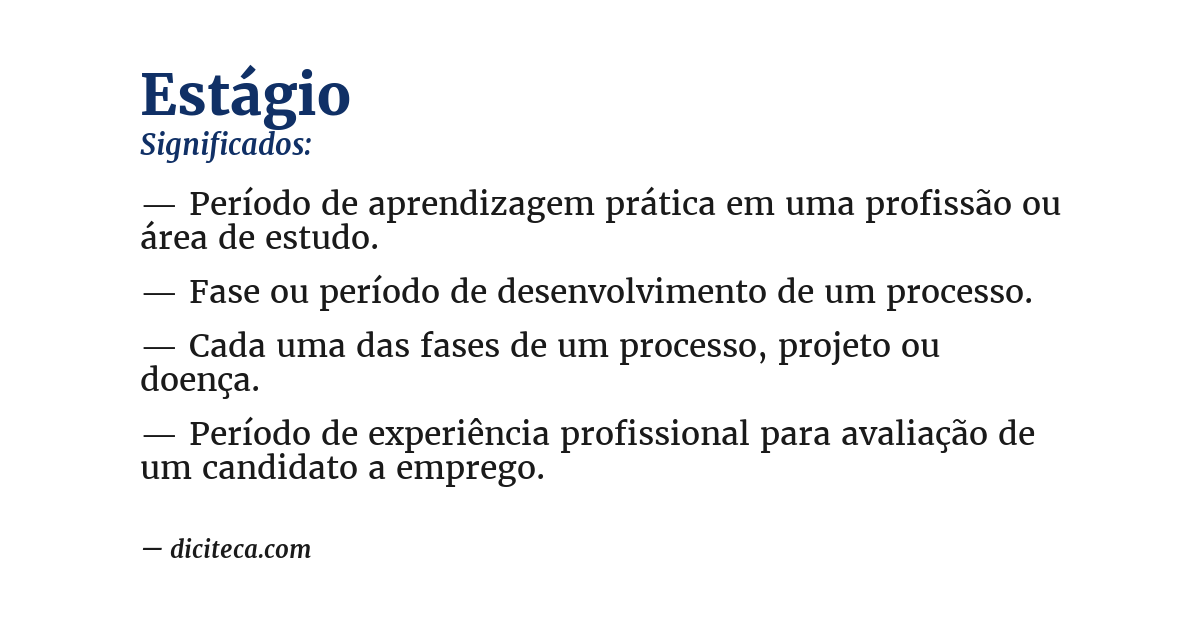 Significado de estágio