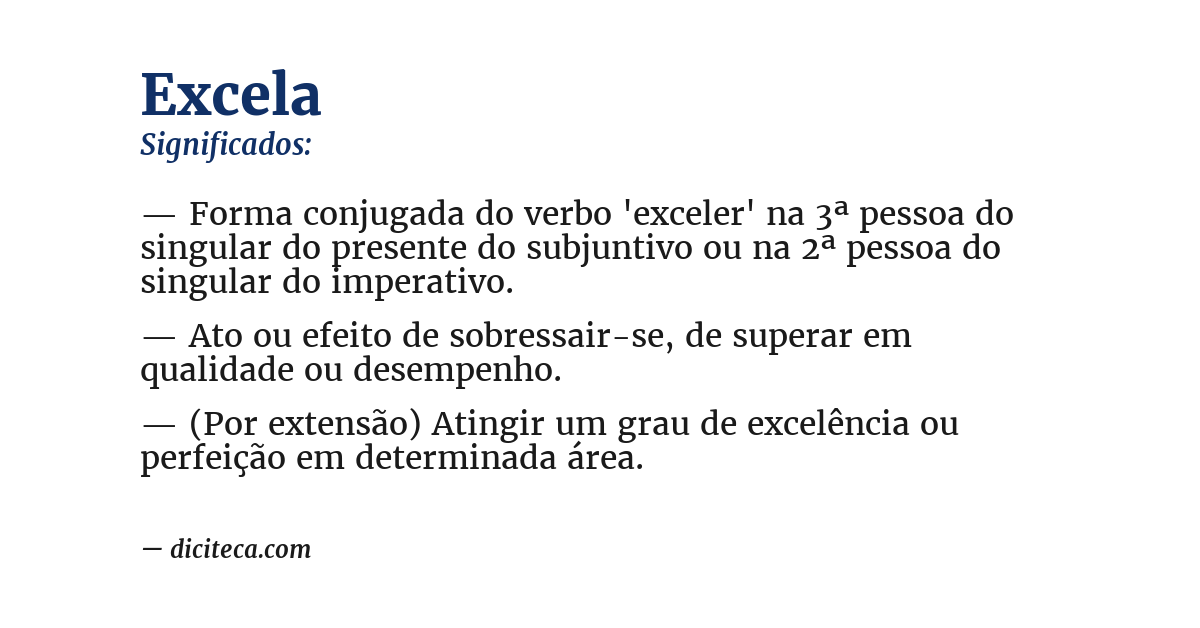 Significado de excela