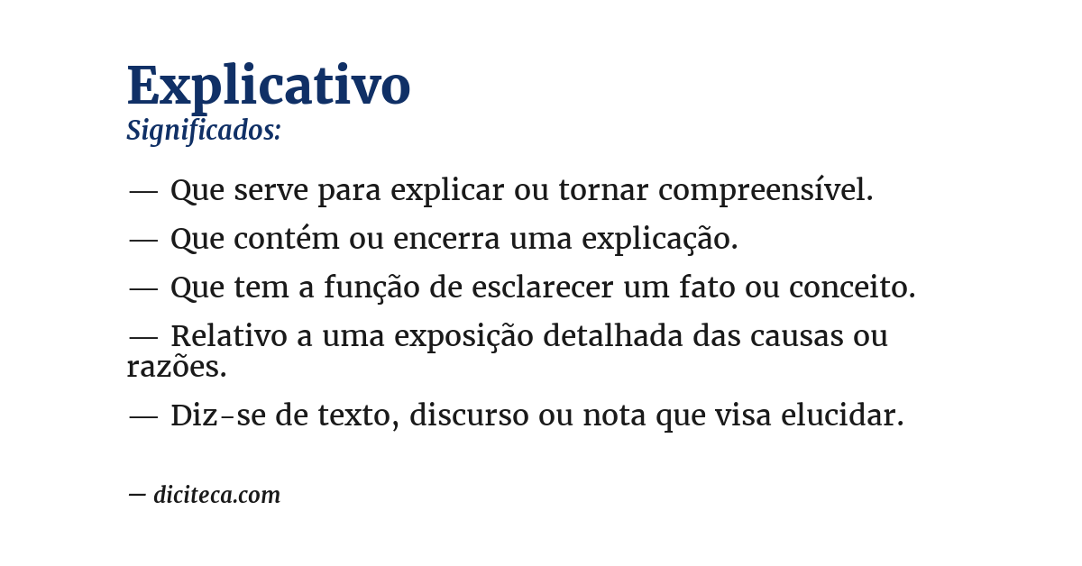 Significado de explicativo