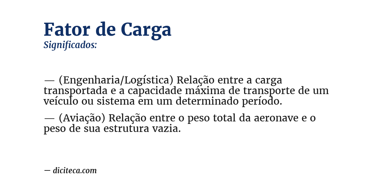 Significado de fator de carga