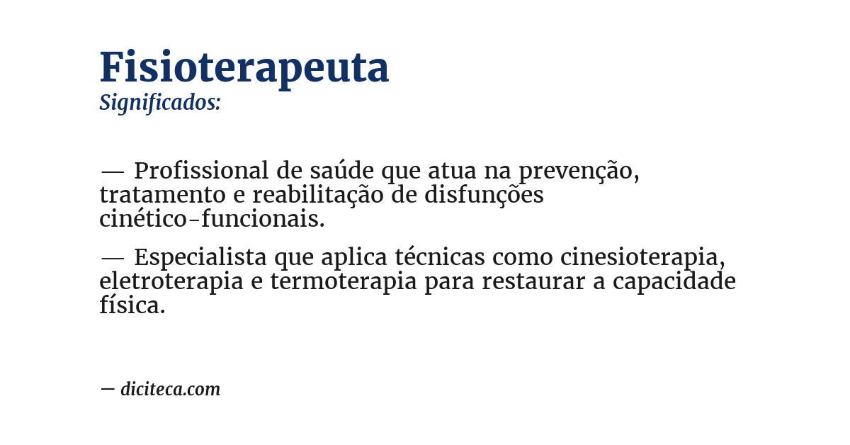 Significado de fisioterapeuta
