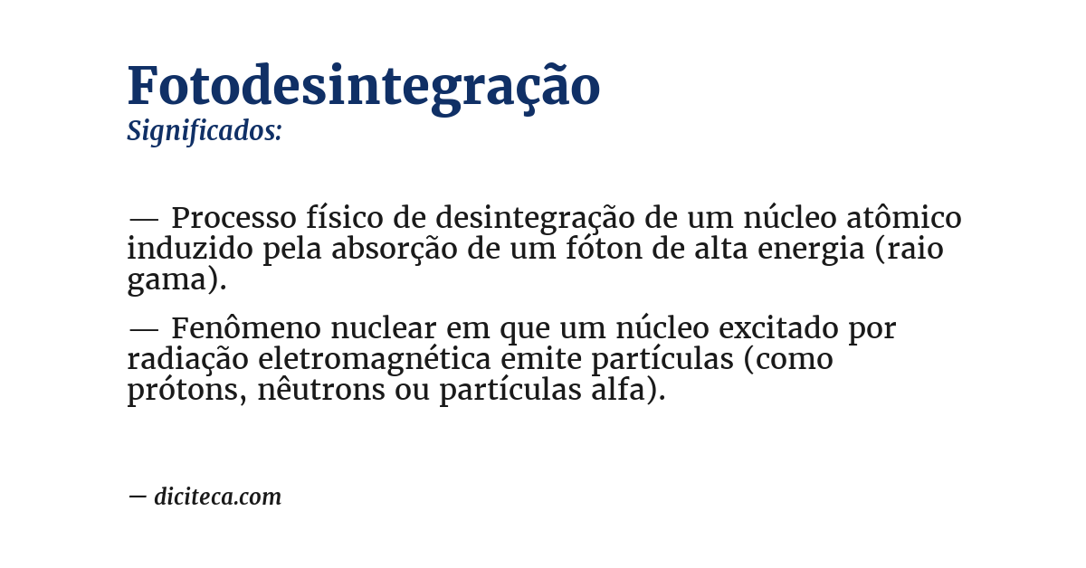 Significado de fotodesintegração