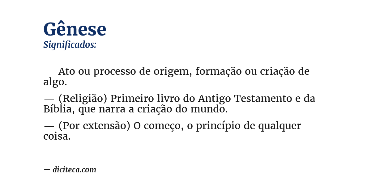 Significado de gênese