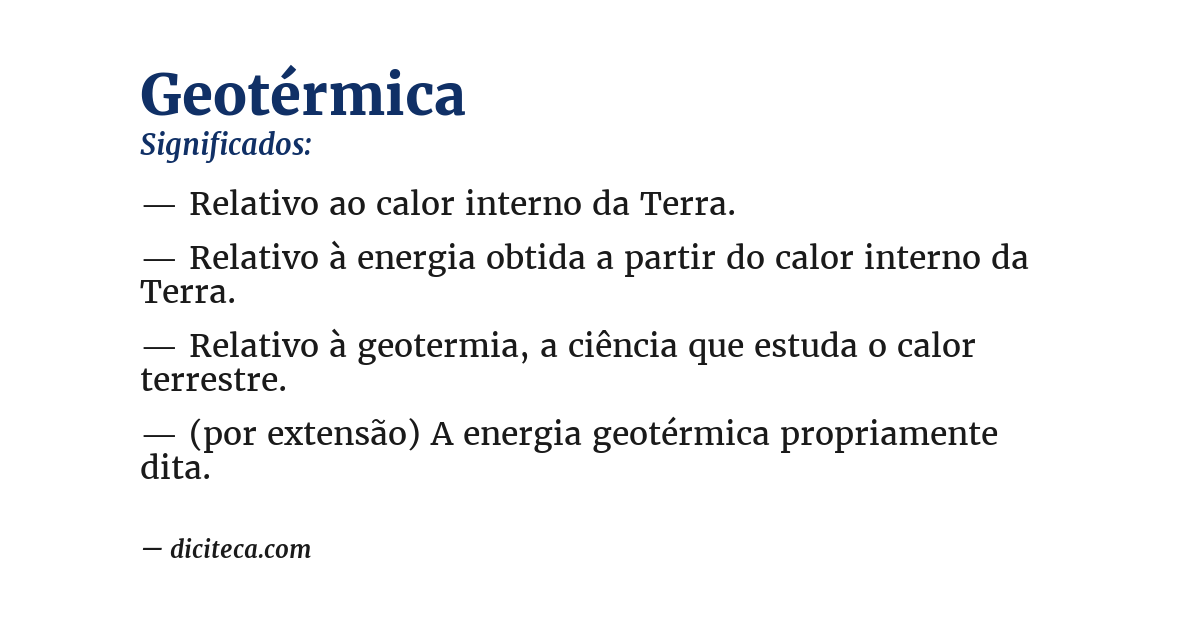 Significado de geotérmica