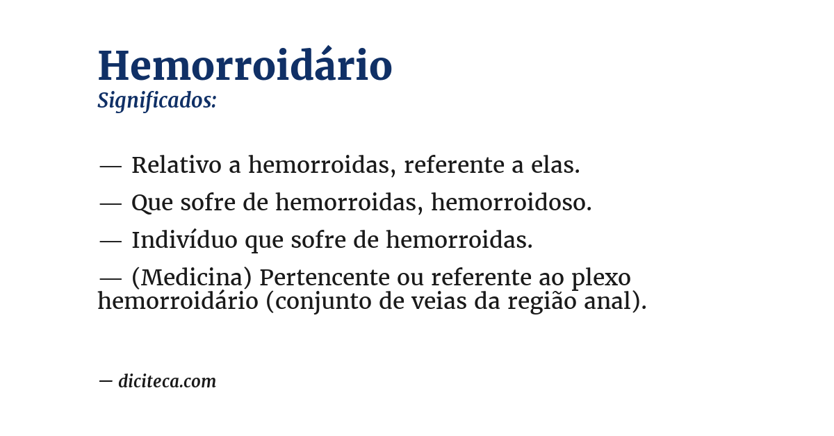 Significado de hemorroidário