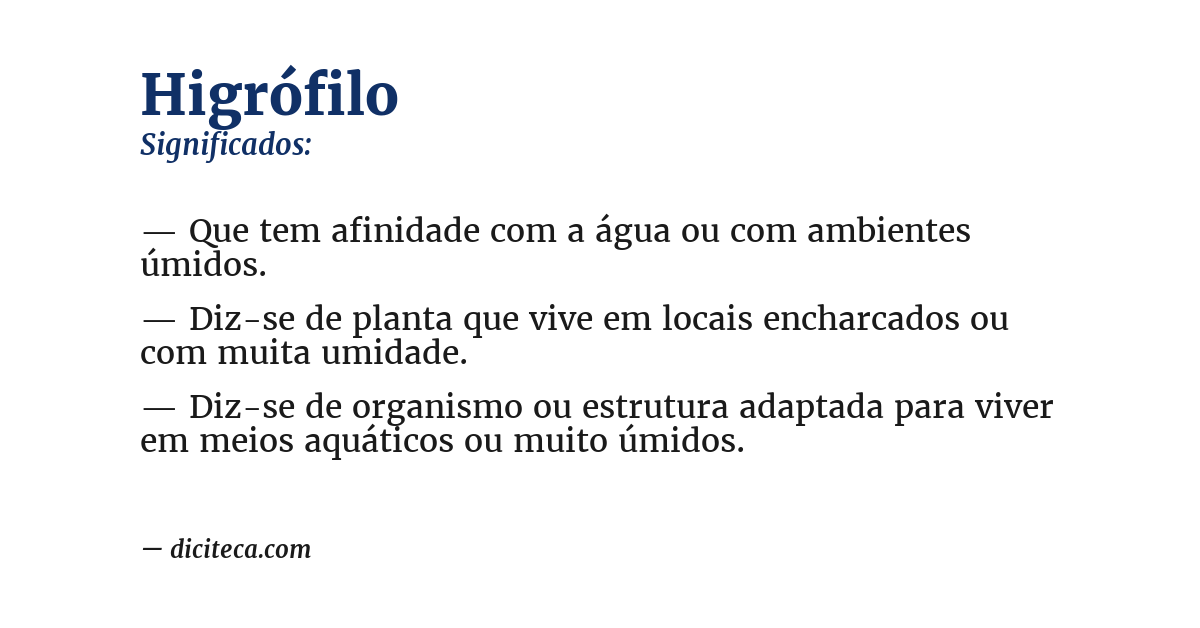 Significado de higrófilo