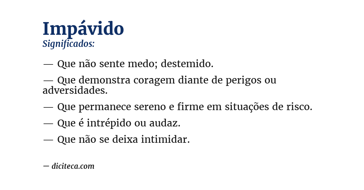 Significado de impávido