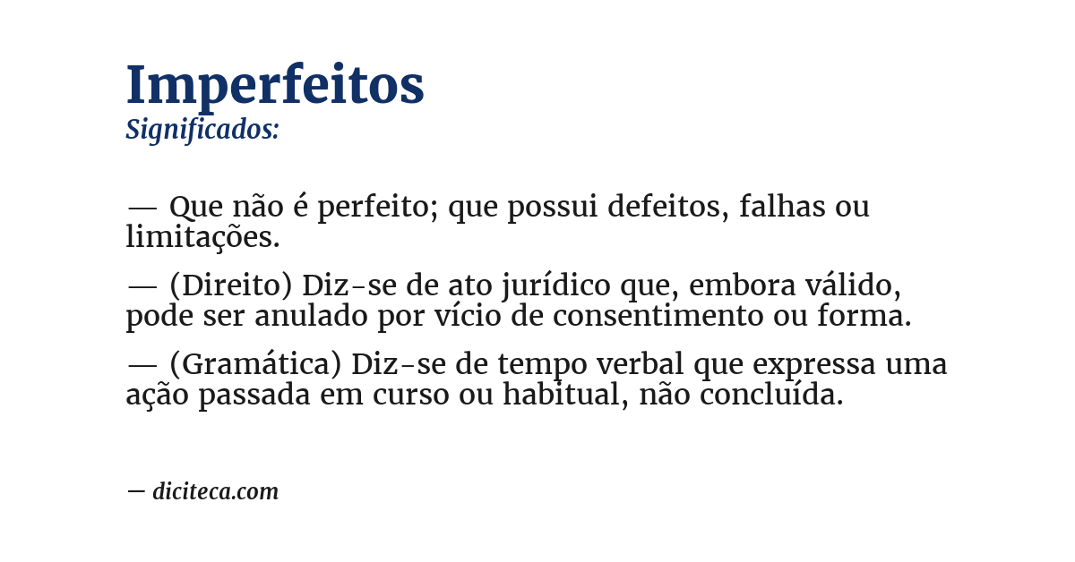 Significado de imperfeitos