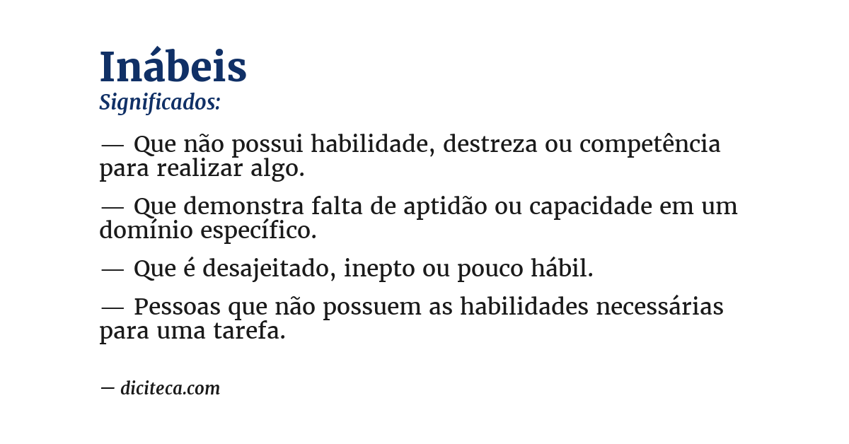 Significado de inábeis