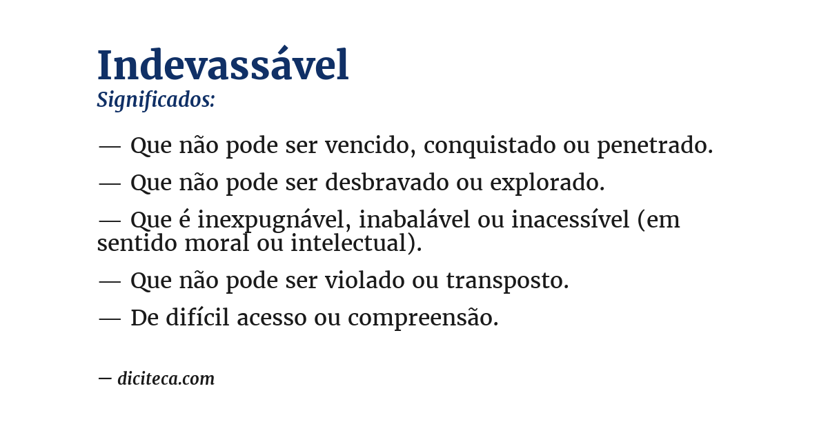 Significado de indevassável