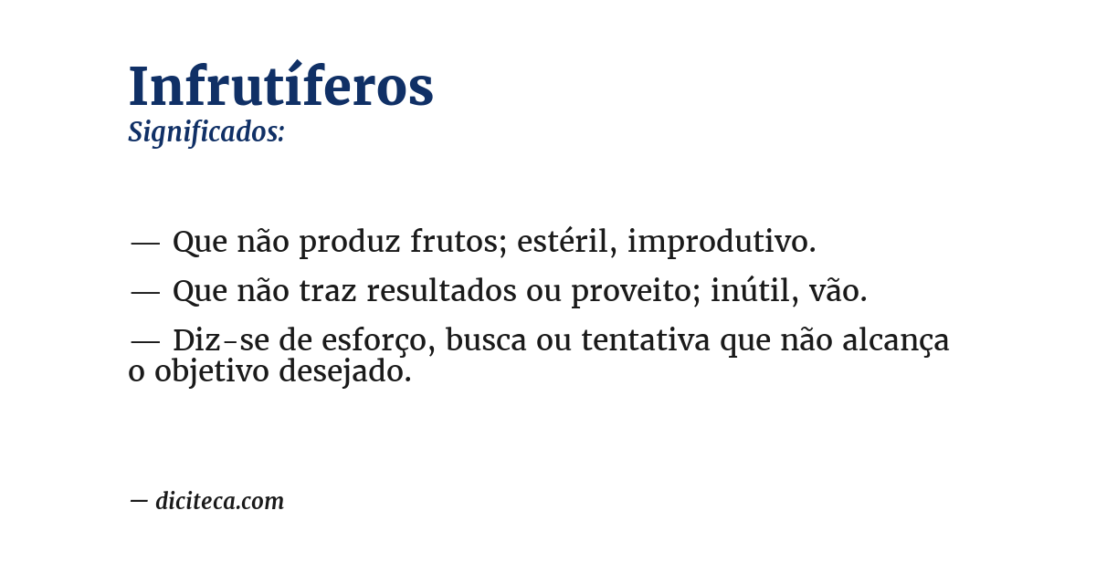 Significado de infrutíferos