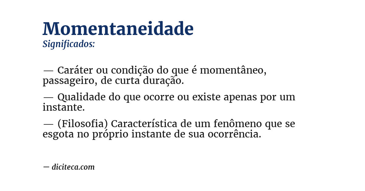 Significado de momentaneidade