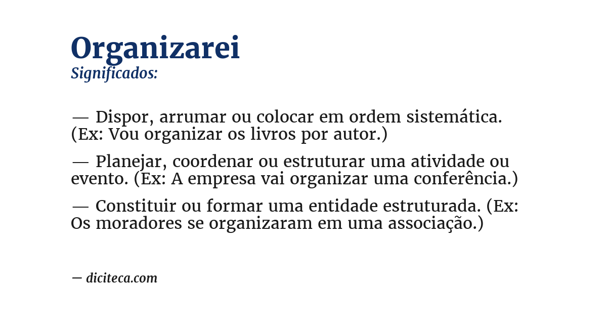 Significado de organizarei