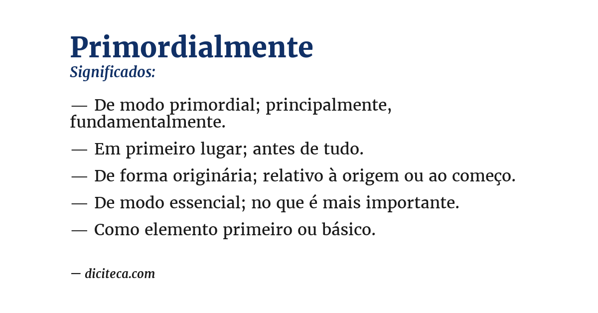 Significado de primordialmente