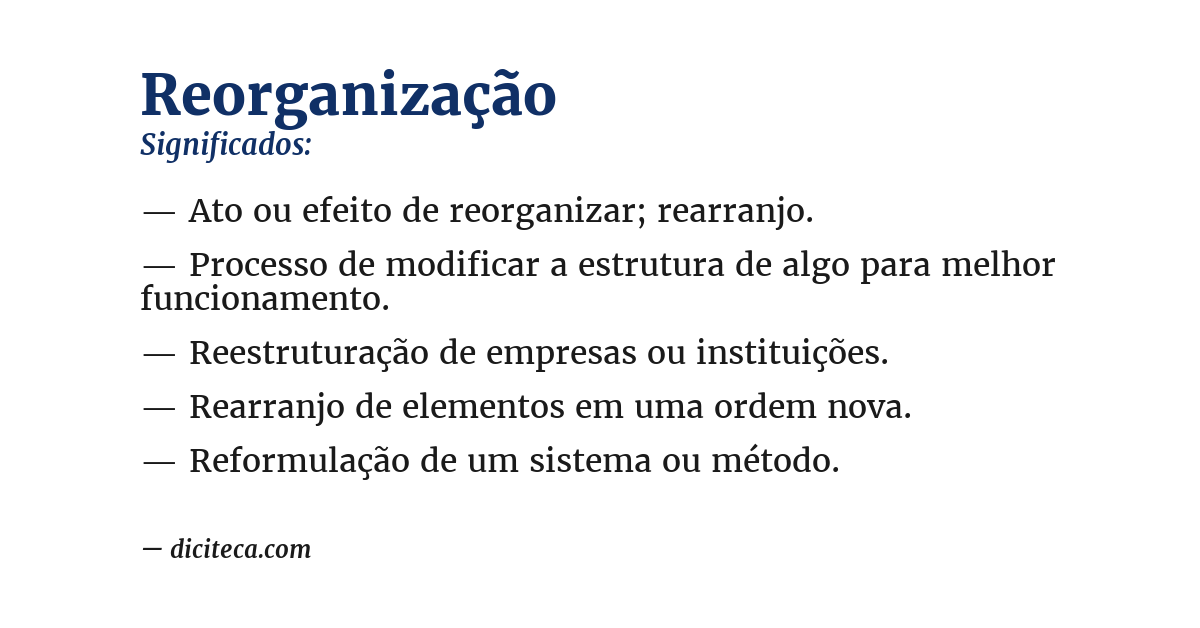 Significado de reorganização