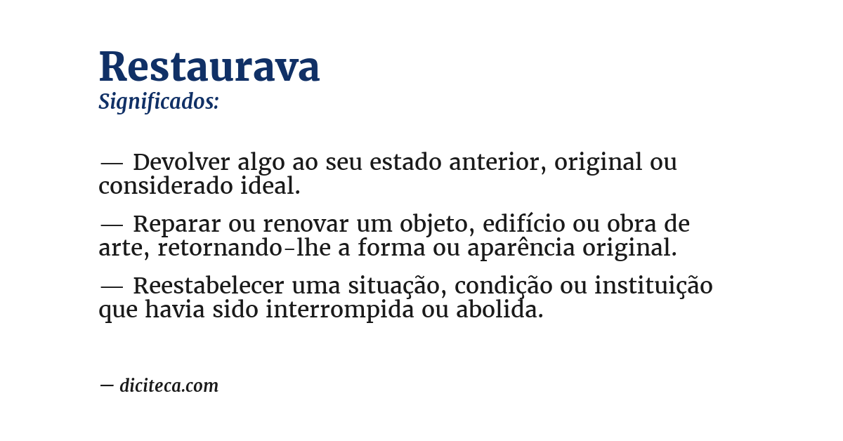 Significado de restaurava