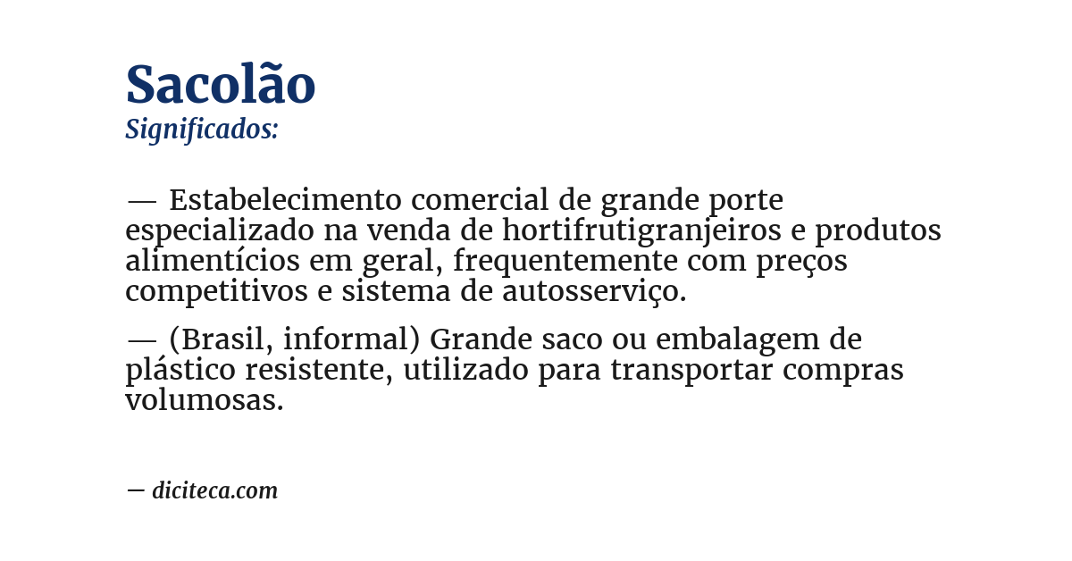 Significado de sacolão