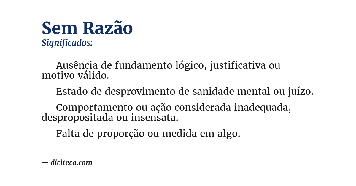 Significado de sem razão