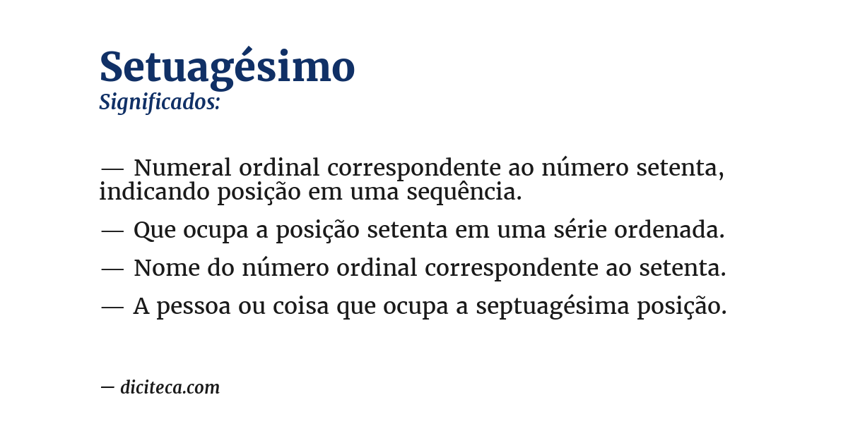 Significado de setuagésimo
