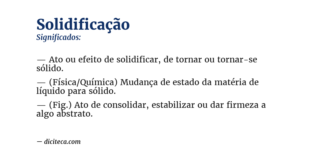 Significado de solidificação
