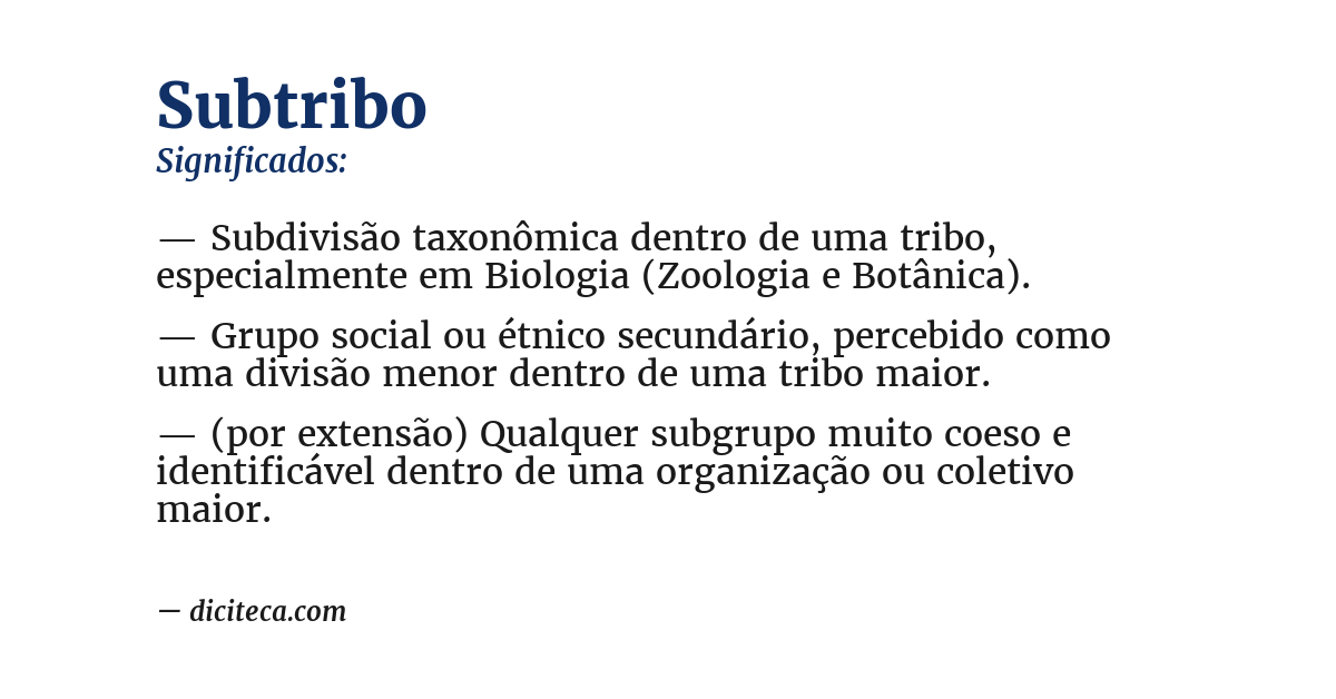 Significado de subtribo