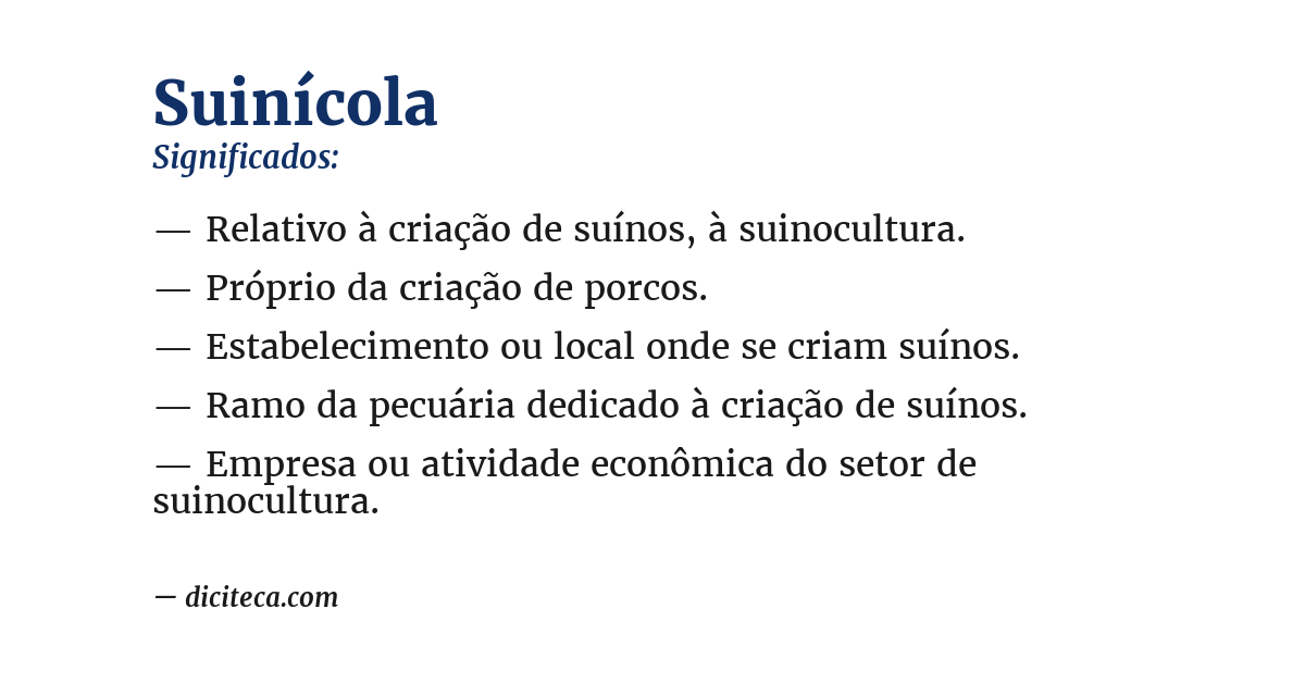 Significado de suinícola