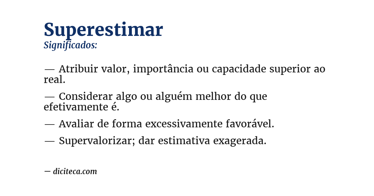 Significado de superestimar