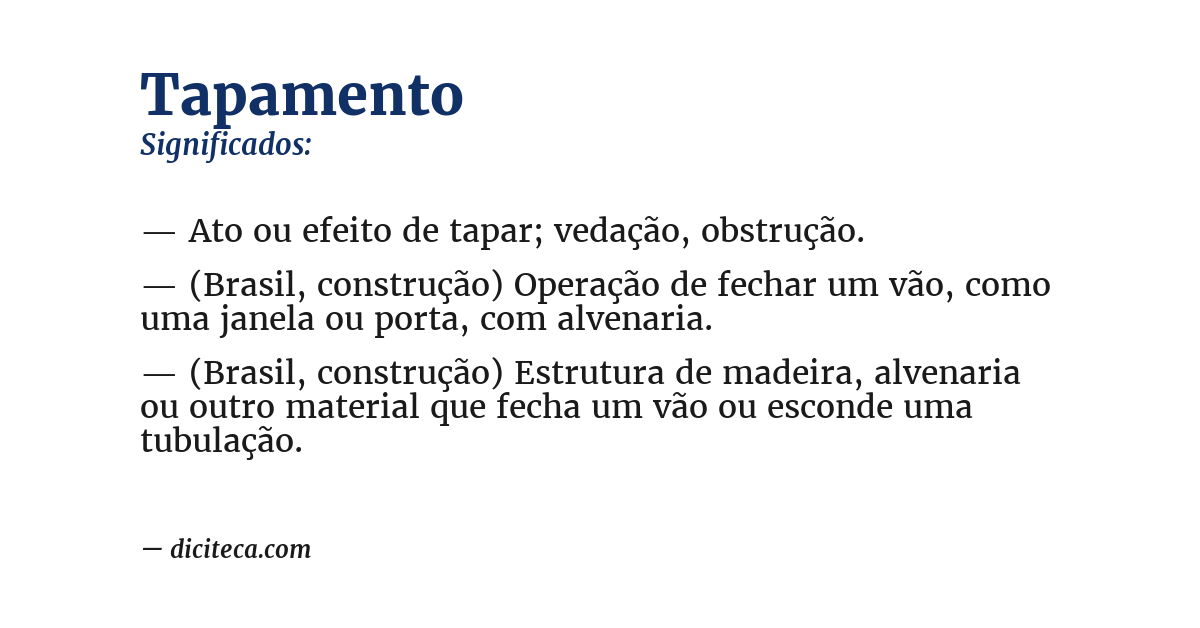 Significado de tapamento