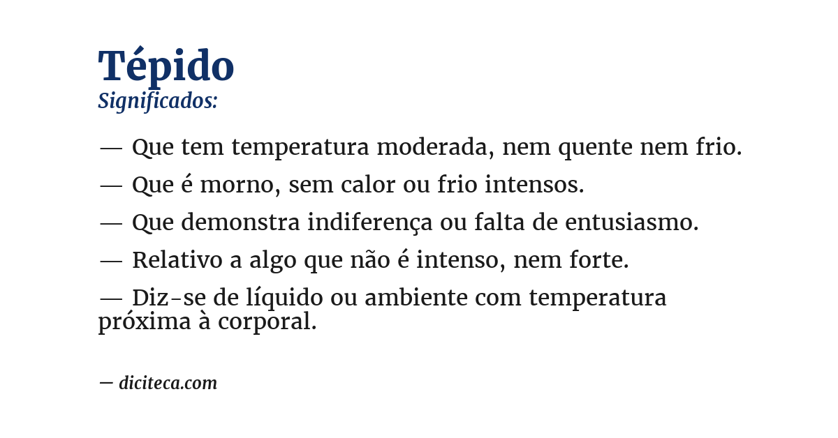 Significado de tépido