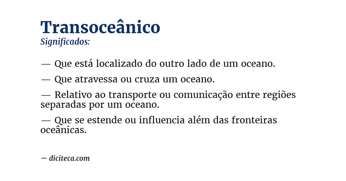 Significado de transoceânico