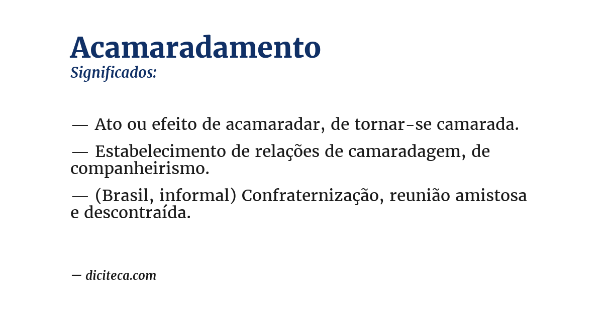 Significado de acamaradamento
