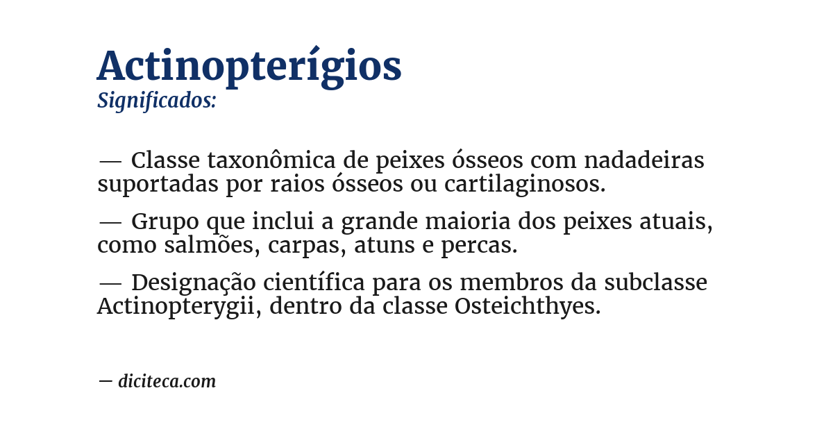 Significado de actinopterígios
