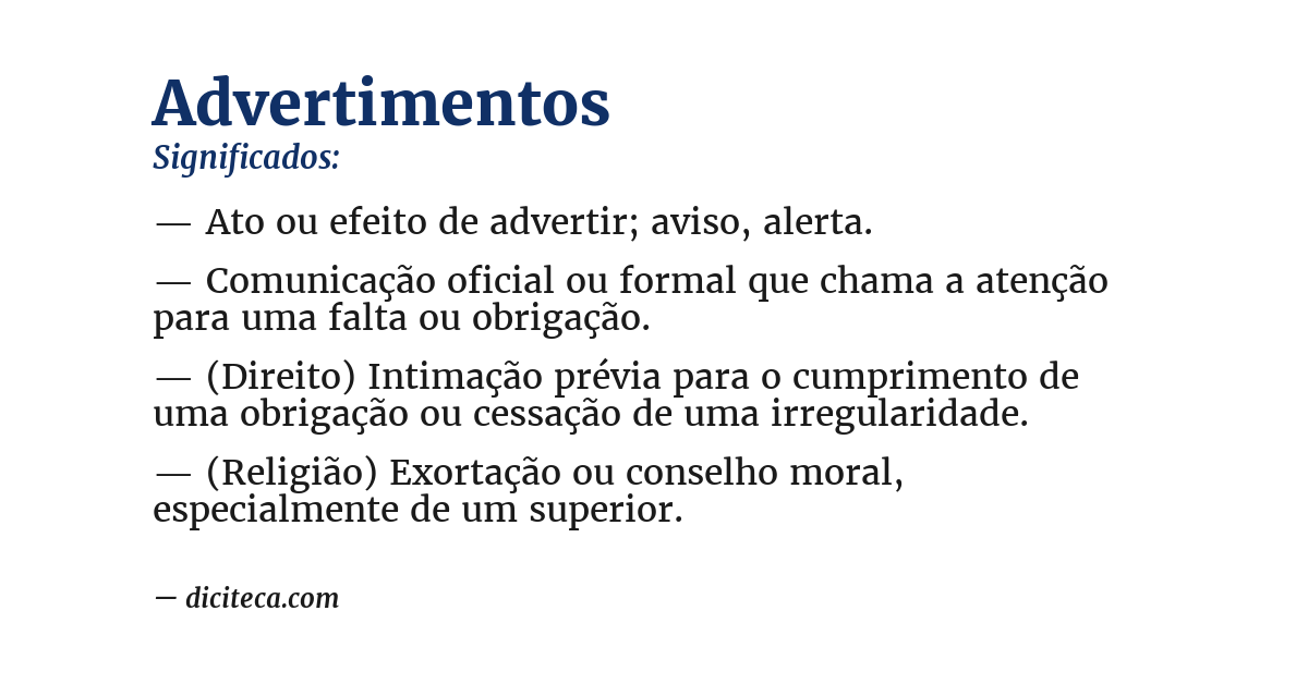 Significado de advertimentos