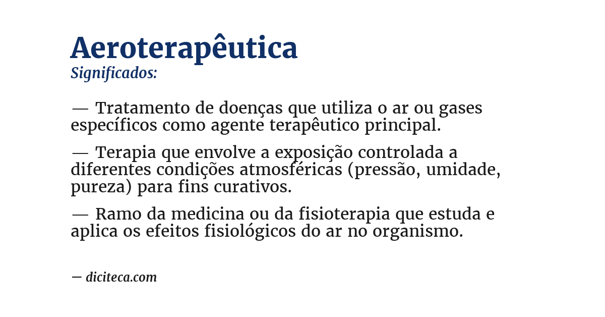 Significado de aeroterapêutica