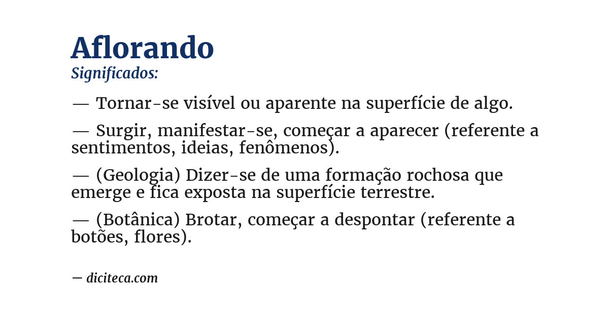Significado de aflorando