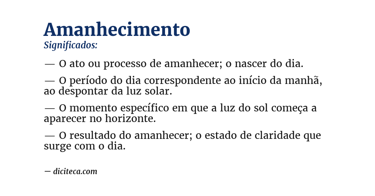 Significado de amanhecimento