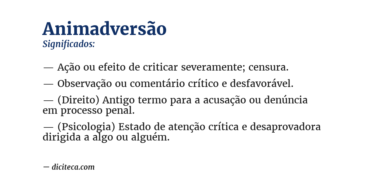 Significado de animadversão
