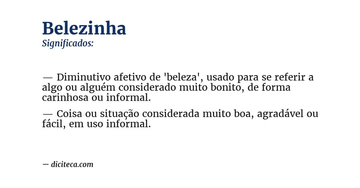 Significado de belezinha