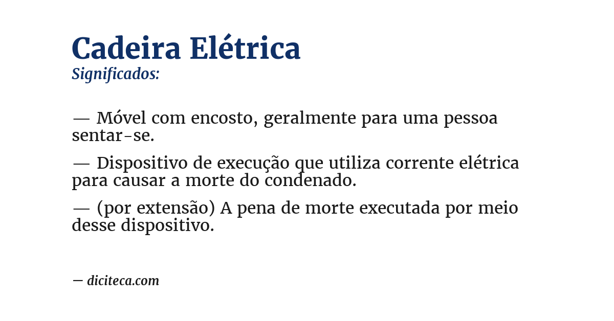 Significado de cadeira elétrica